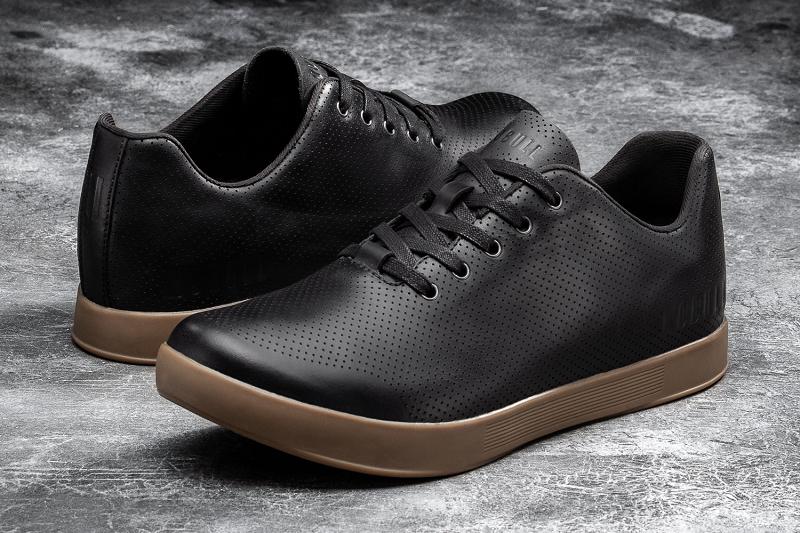 Black Nobull Dark Gum Leather Men's Trainers | CA M1402Q